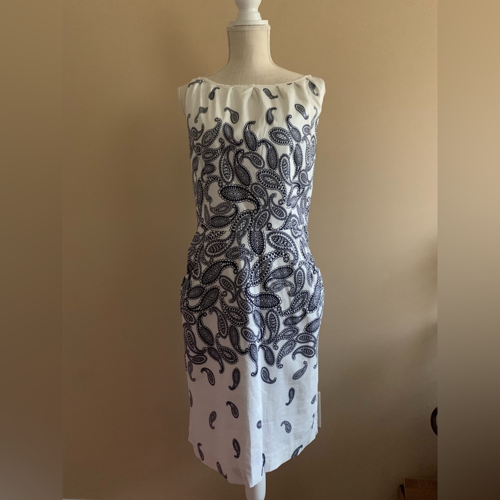 Nine West White Dress with Blue Paisley Design - Picture 14 of 14